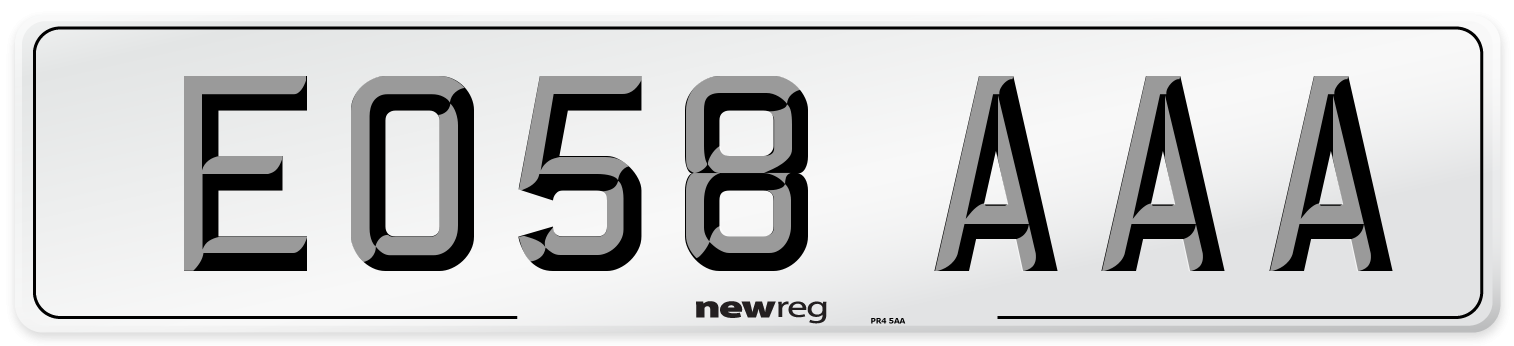 EO58 AAA Number Plate from New Reg
